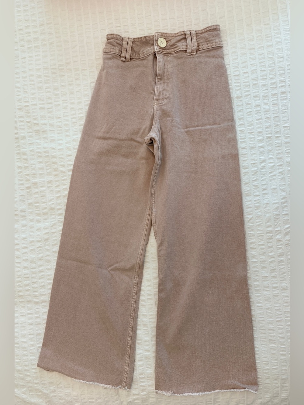 Zara Marine Wide-Leg Jeans in pale lavender gray. size: 11-12